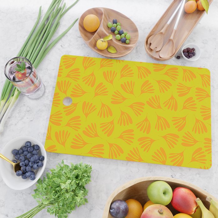 Bright Yellow and Orange Wispy Leaves Contemporary Pattern Cutting Board Gallery Image 2
