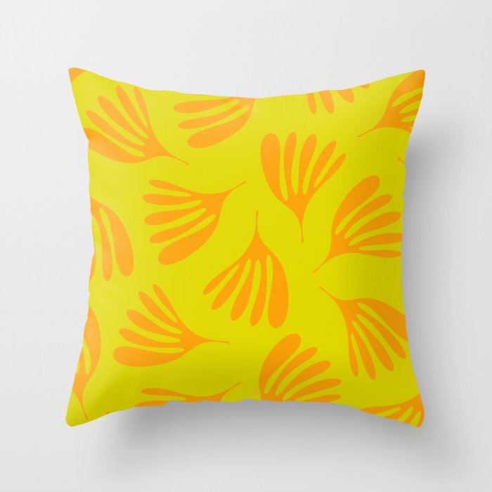 Bright Yellow and Orange Wispy Leaves Contemporary Pattern Throw Pillow Gallery Image 1