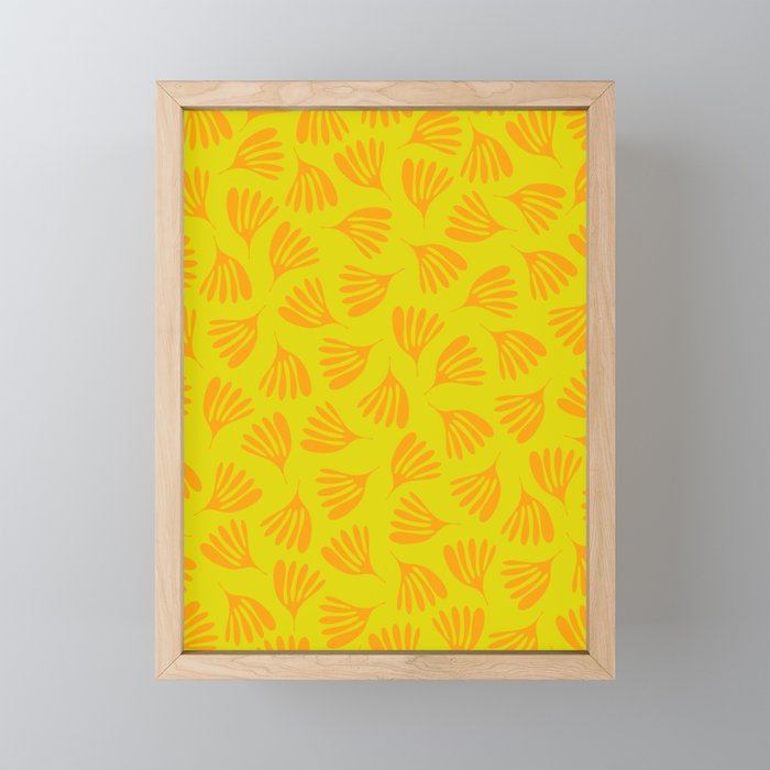 Bright Yellow and Orange Wispy Leaves Contemporary Pattern Mini Art Print Gallery Image 1