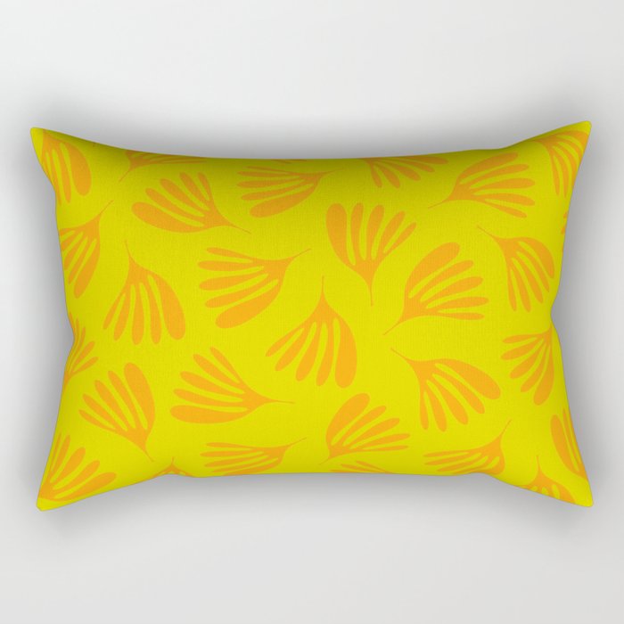 Bright Yellow and Orange Wispy Leaves Contemporary Pattern Rectangular Pillow Gallery Image 2