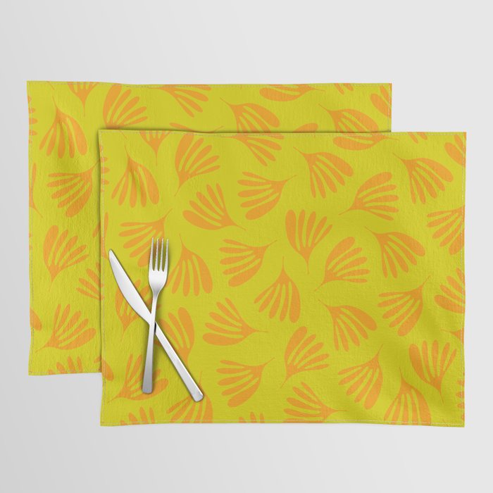 Bright Yellow and Orange Wispy Leaves Contemporary Pattern Placemat Gallery Image 1