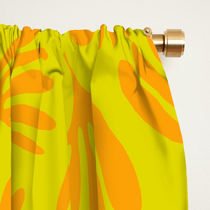 Bright Yellow and Orange Wispy Leaves Contemporary Pattern Window Curtain Gallery Image 2