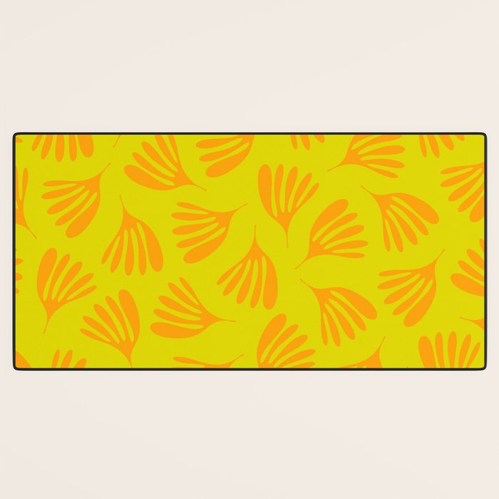 Bright Yellow and Orange Wispy Leaves Contemporary Pattern Desk Mat Gallery Image 3
