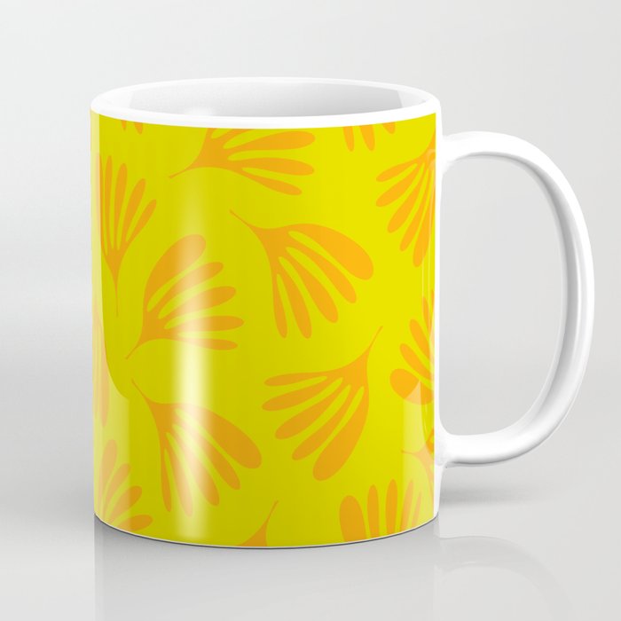 Bright Yellow and Orange Wispy Leaves Contemporary Pattern Coffee Mug Gallery Image 1