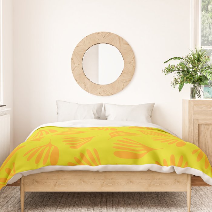 Bright Yellow and Orange Wispy Leaves Contemporary Pattern Duvet Cover Gallery Image 3