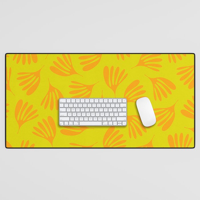 Bright Yellow and Orange Wispy Leaves Contemporary Pattern Desk Mat Gallery Image 1