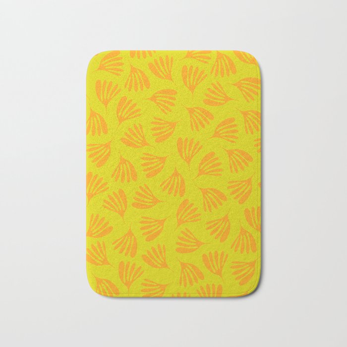 Bright Yellow and Orange Wispy Leaves Contemporary Pattern Bath Mat Gallery Image 1