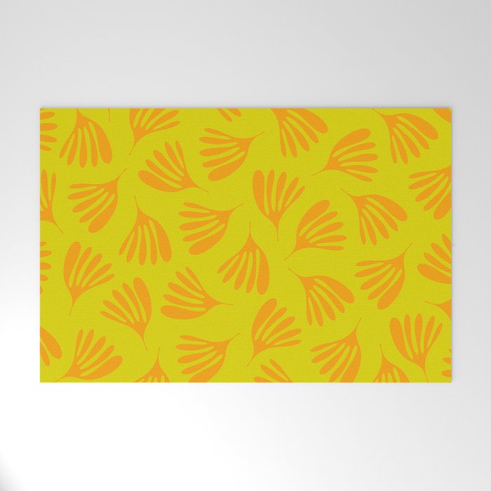 Bright Yellow and Orange Wispy Leaves Contemporary Pattern Welcome Mat Gallery Image 1