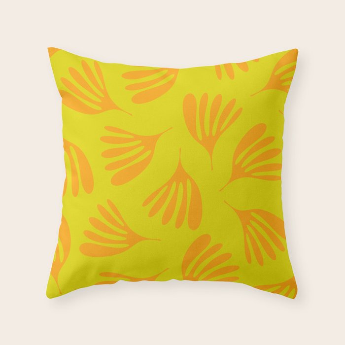 Bright Yellow and Orange Wispy Leaves Contemporary Pattern Throw Pillow Gallery Image 6