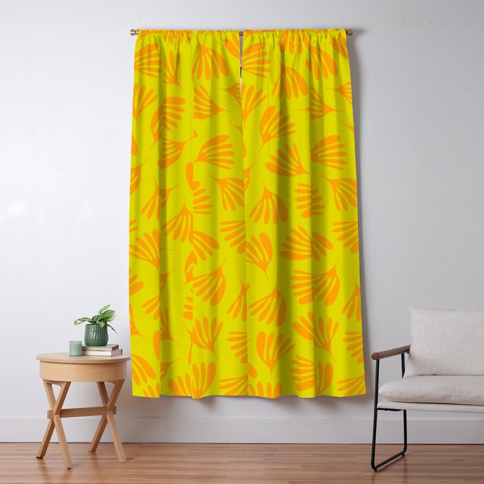 Bright Yellow and Orange Wispy Leaves Contemporary Pattern Window Curtain Gallery Image 5