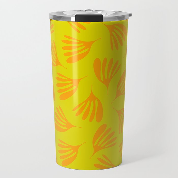 Bright Yellow and Orange Wispy Leaves Contemporary Pattern Travel Mug Gallery Image 1