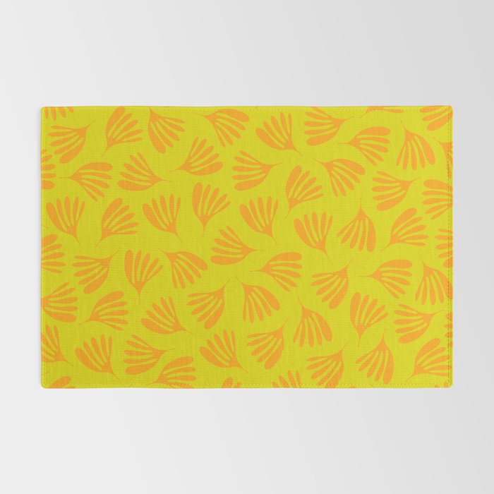 Bright Yellow and Orange Wispy Leaves Contemporary Pattern Rug Gallery Image 2