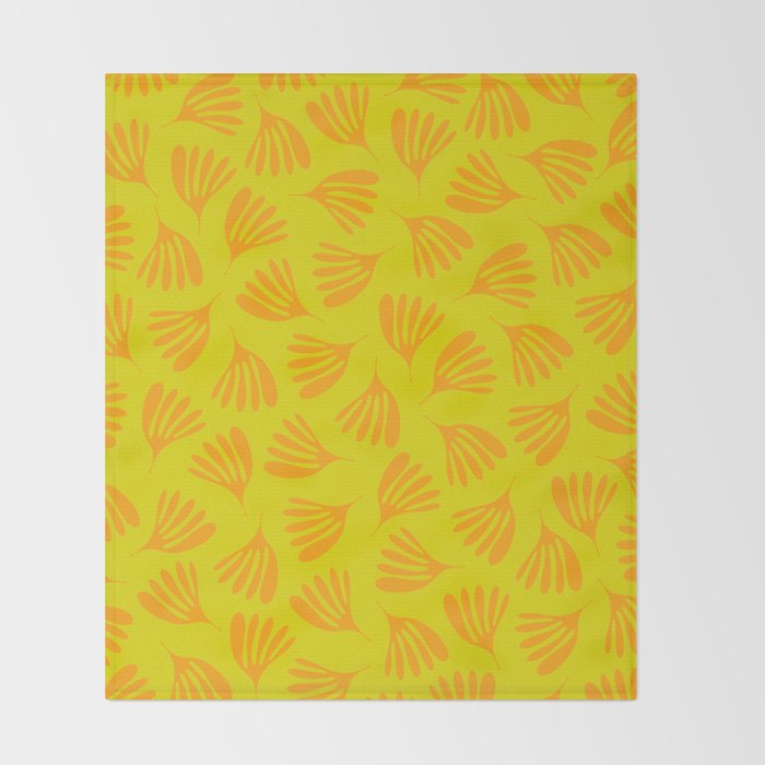 Bright Yellow and Orange Wispy Leaves Contemporary Pattern Throw Blanket Gallery Image 2