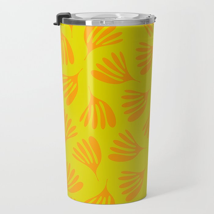 Bright Yellow and Orange Wispy Leaves Contemporary Pattern Travel Mug Gallery Image 3