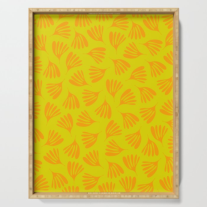 Bright Yellow and Orange Wispy Leaves Contemporary Pattern Serving Tray Gallery Image 1