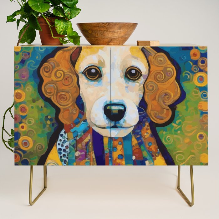 Gustav Klimt Dog with Colorful Scarf Credenza Gallery Image 1