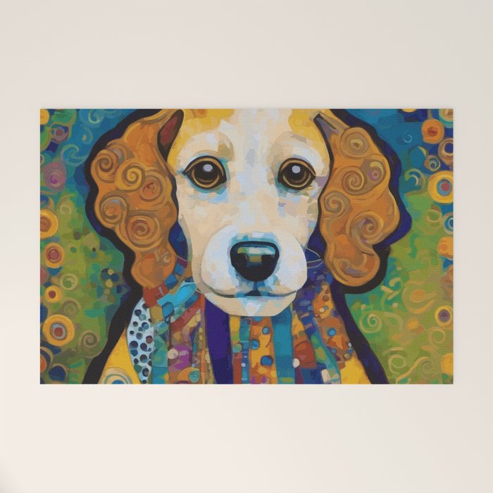 Gustav Klimt Dog with Colorful Scarf Welcome Mat Gallery Image 1
