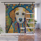 Gustav Klimt Dog with Colorful Scarf Wall Mural Gallery Image 1