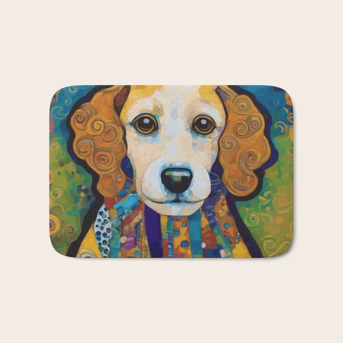 Gustav Klimt Dog with Colorful Scarf Bath Mat Gallery Image 1