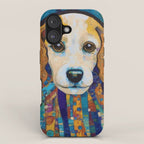 Gustav Klimt Dog with Colorful Scarf iPhone Case Gallery Image 1