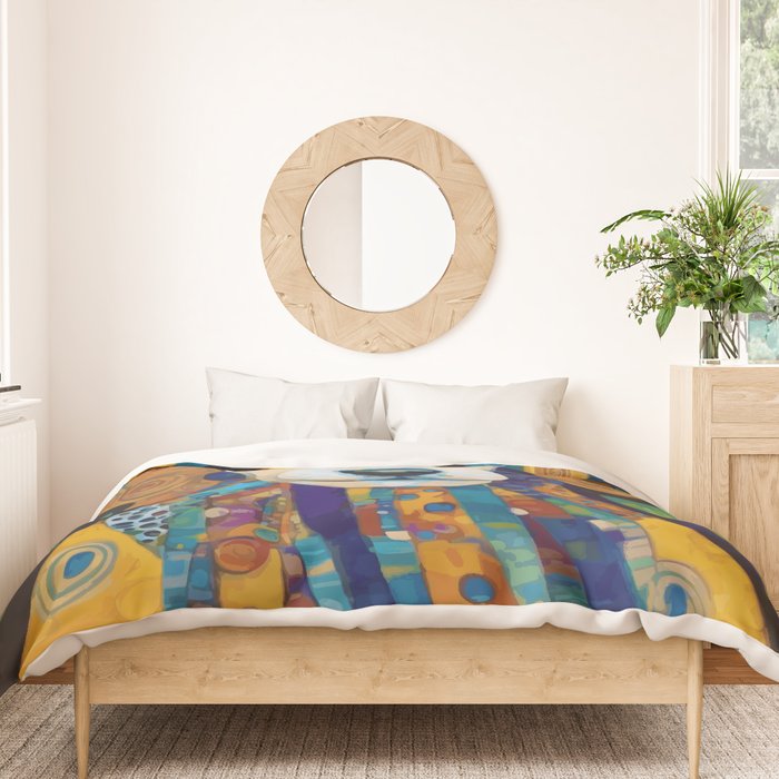Gustav Klimt Dog with Colorful Scarf Duvet Cover Gallery Image 3