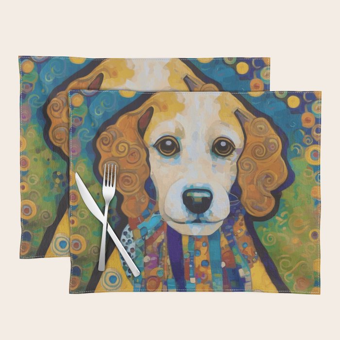 Gustav Klimt Dog with Colorful Scarf Placemat Gallery Image 1