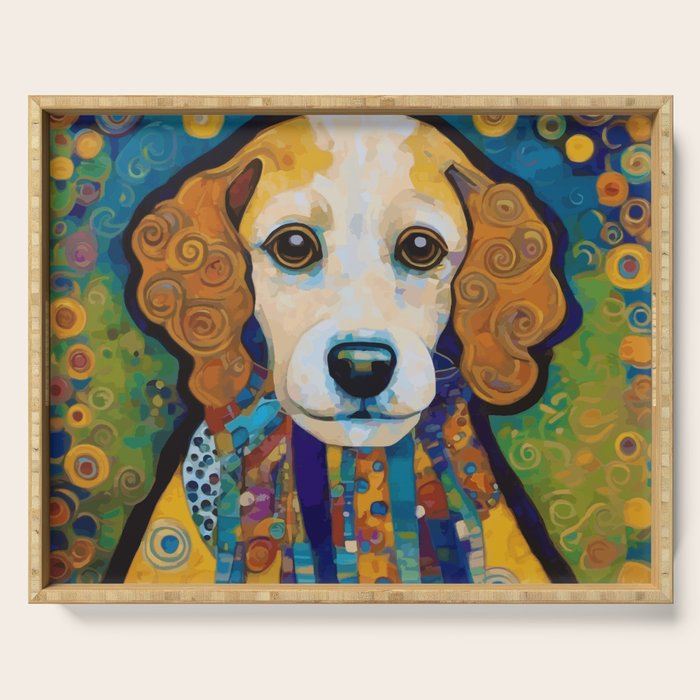 Gustav Klimt Dog with Colorful Scarf Serving Tray Gallery Image 1