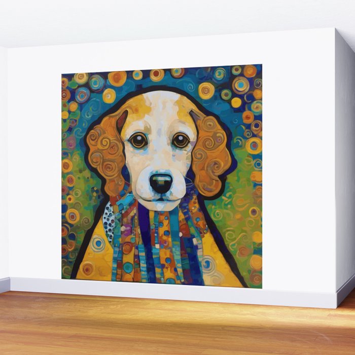 Gustav Klimt Dog with Colorful Scarf Wall Mural Gallery Image 2