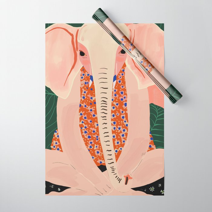 Yoga Meditating Elephant Wrapping Paper Gallery Image 1