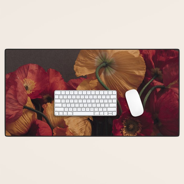 Coquette x botanical poppy flower photograph Desk Mat Gallery Image 1