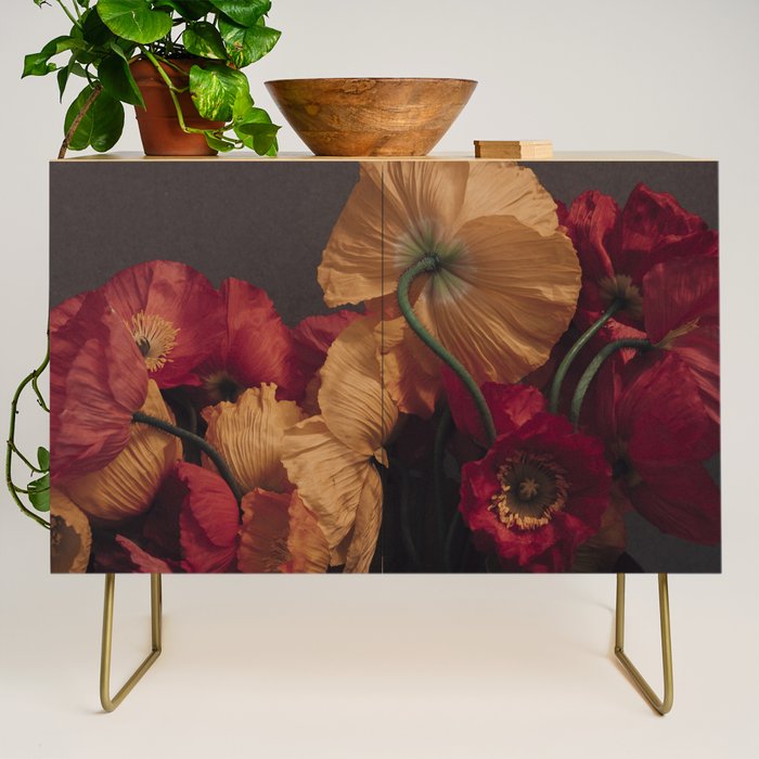 Coquette x botanical poppy flower photograph Credenza Gallery Image 1