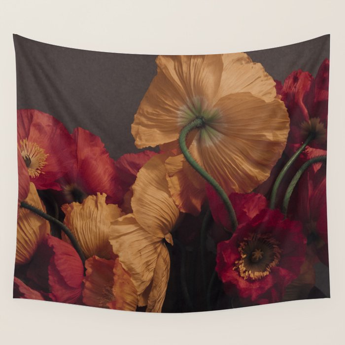 Coquette x botanical poppy flower photograph Wall Tapestry Gallery Image 1