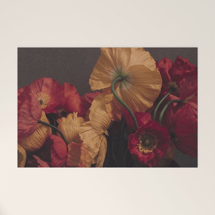 Coquette x botanical poppy flower photograph Welcome Mat Gallery Image 1