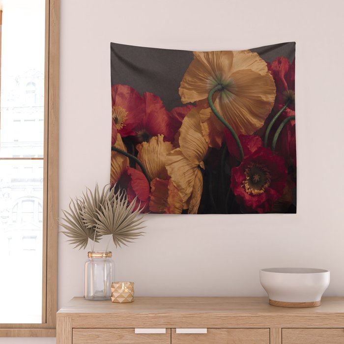 Coquette x botanical poppy flower photograph Wall Tapestry Gallery Image 2