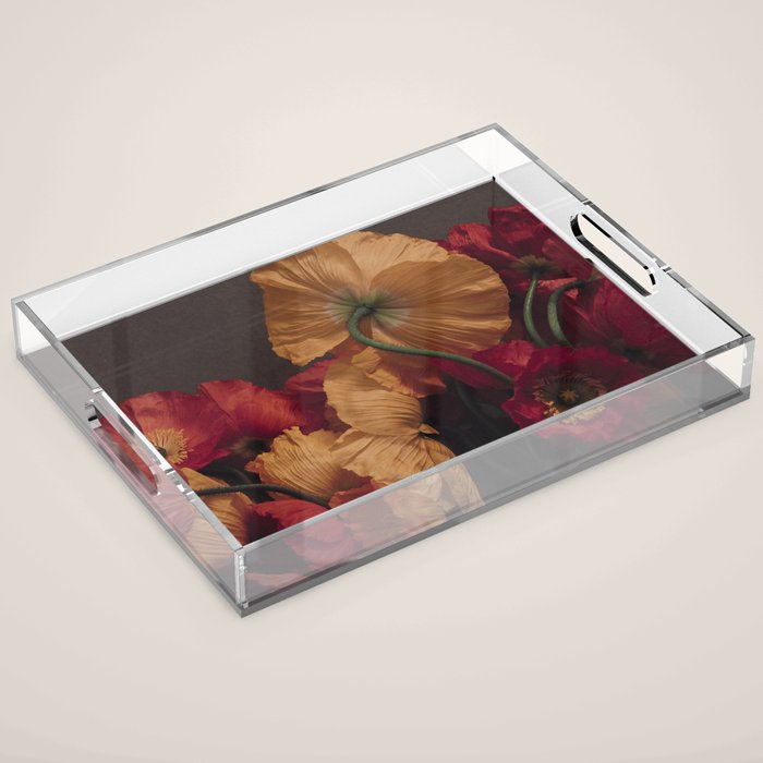 Coquette x botanical poppy flower photograph Acrylic Tray Gallery Image 1