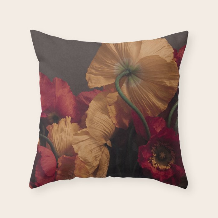 Coquette x botanical poppy flower photograph Throw Pillow Gallery Image 1