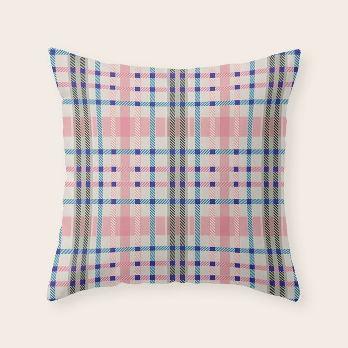 Vibrant Plaid Fusion B Throw Pillow Gallery Image 1