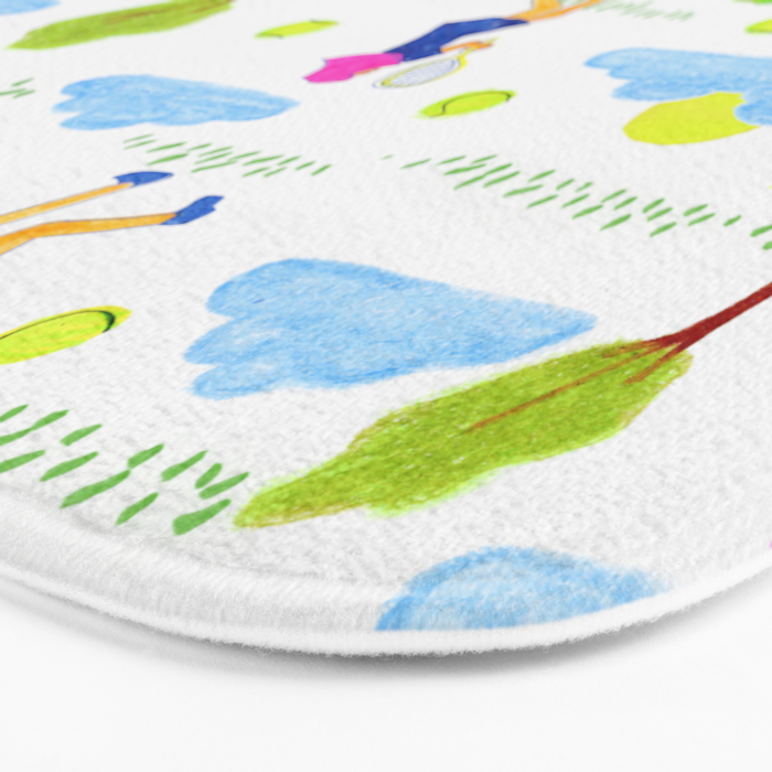 Let's Play Tennis in White & Blue Bath Mat Gallery Image 3
