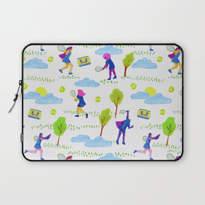 Let's Play Tennis in White & Blue Laptop Sleeve Gallery Image 1