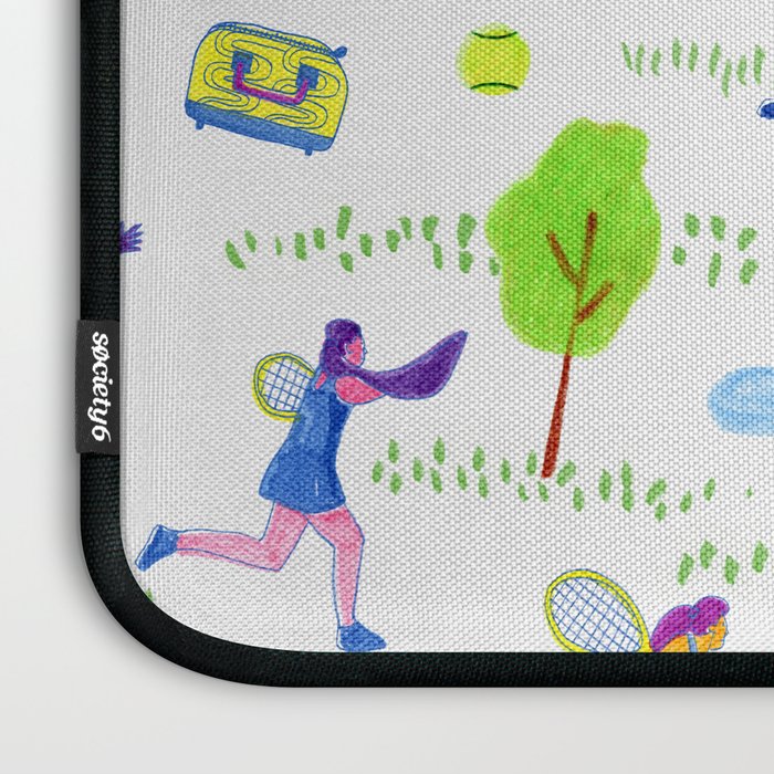 Let's Play Tennis in White & Blue Laptop Sleeve Gallery Image 3