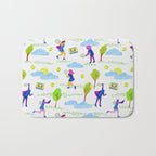 Let's Play Tennis in White & Blue Bath Mat Gallery Image 1