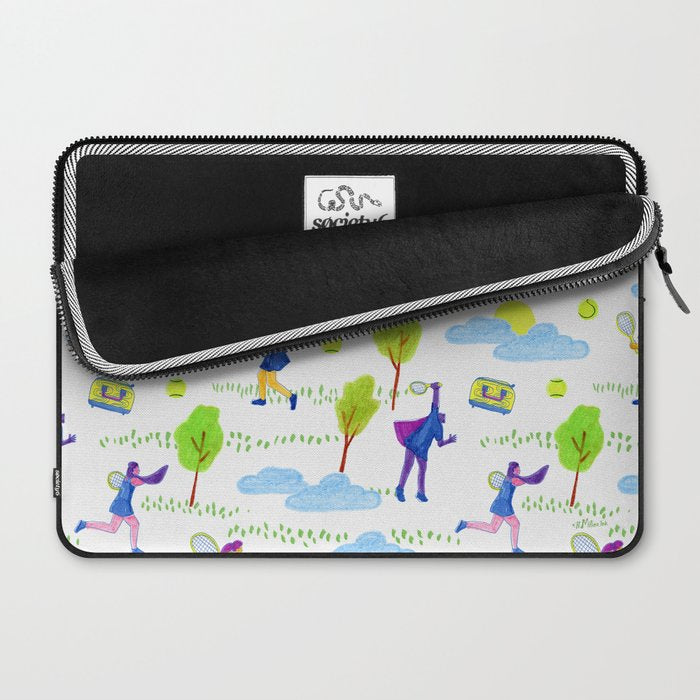 Let's Play Tennis in White & Blue Laptop Sleeve Gallery Image 2