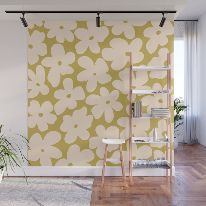 Yellow and Cream - 70's Daisy Wall Mural Gallery Image 1