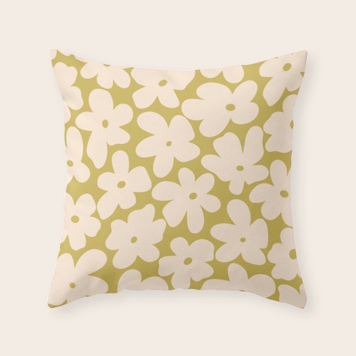 Yellow and Cream - 70's Daisy Throw Pillow Gallery Image 6