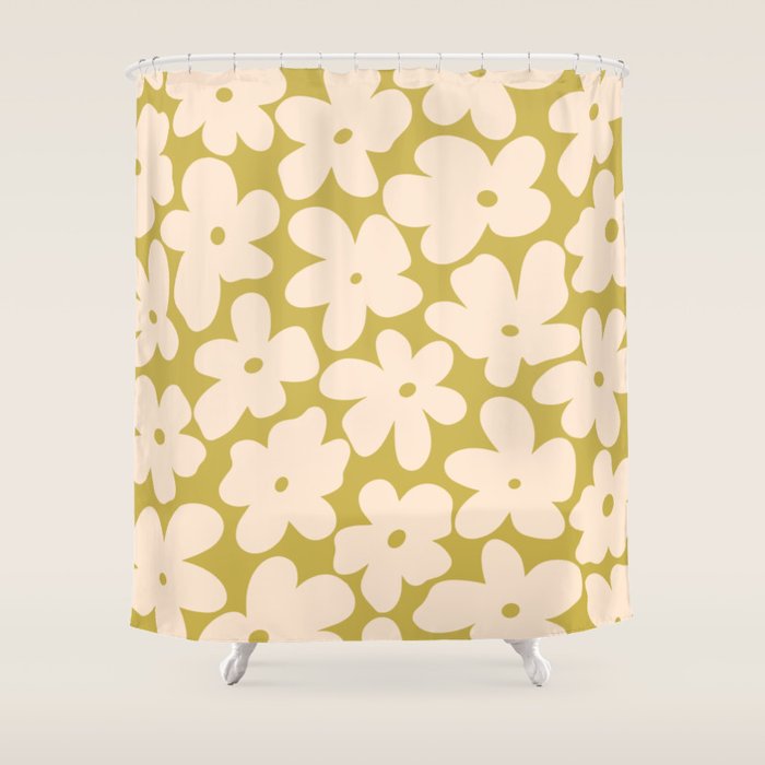Yellow and Cream - 70's Daisy Shower Curtain Gallery Image 1