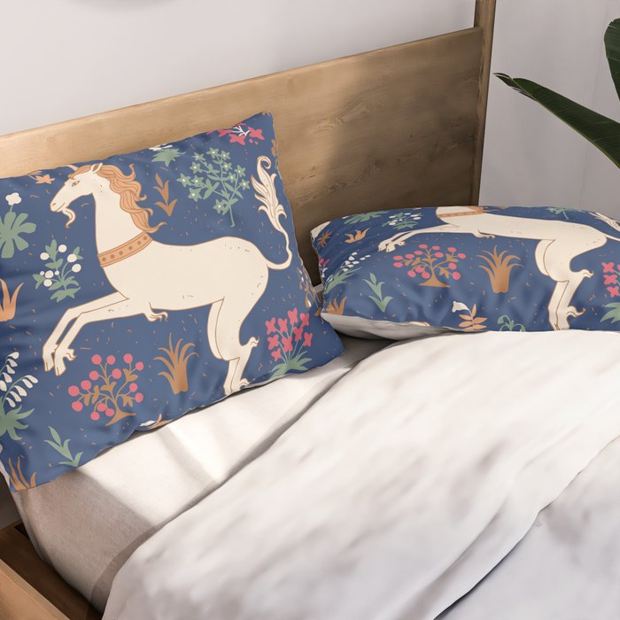 Magical Medieval Unicorn Forest Pillow Sham Gallery Image 2