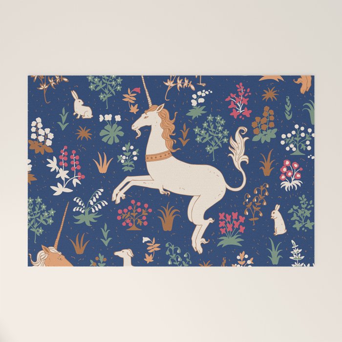 Magical Medieval Unicorn Forest Welcome Mat Gallery Image 1