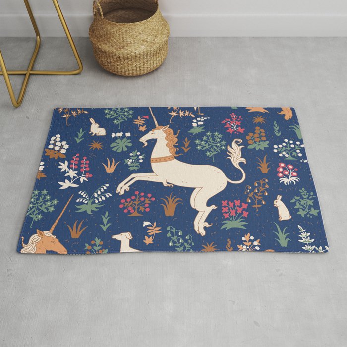 Magical Medieval Unicorn Forest Rug Gallery Image 1