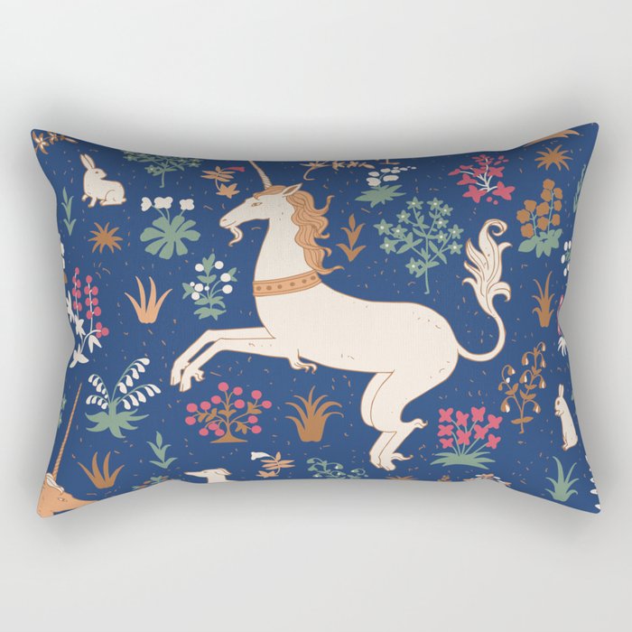 Magical Medieval Unicorn Forest Rectangular Pillow Gallery Image 2