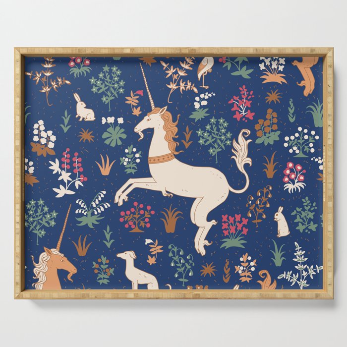 Magical Medieval Unicorn Forest Serving Tray Gallery Image 1